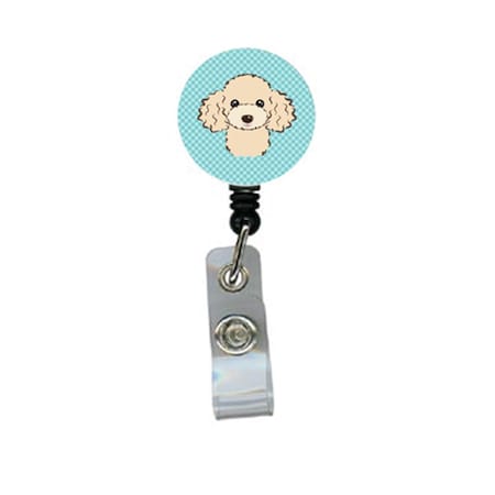 Teacher&Aposs Aid Checkerboard Blue Buff Poodle Retractable Badge Reel TE3441766